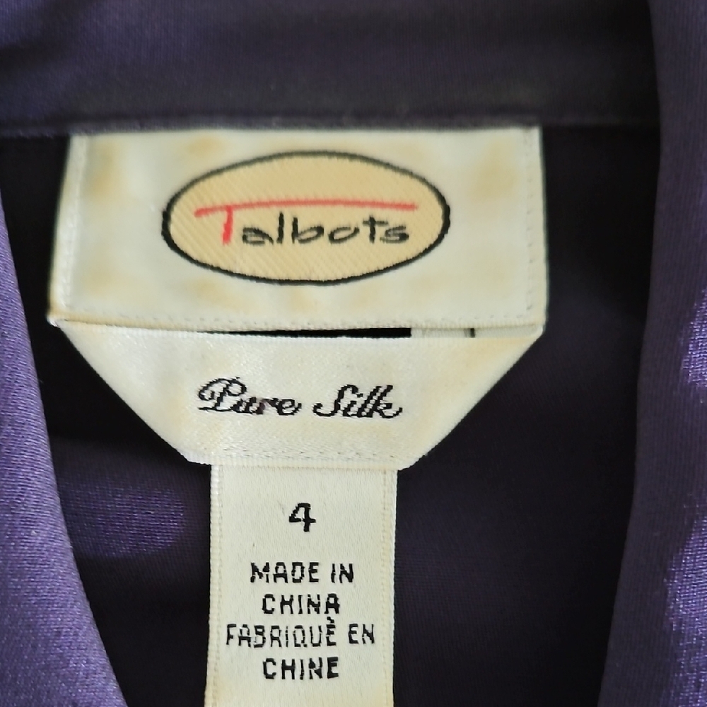 Talbots Deep Purple Silk Blouse - Picture 2 of 8
